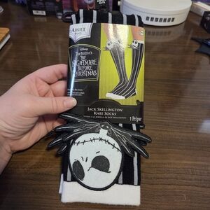 The Nightmare Before Christmas Jack Skellington Knee Socks - Black & White
